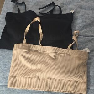 Torrid Black and Tan Ribbed Bras